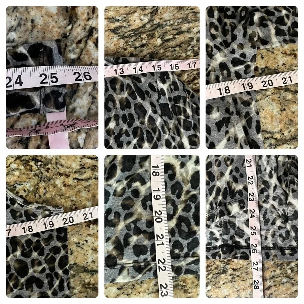 Calvin Klein Leopard Print Waterfall Cardigan L Animal Print Mob Wife Chic